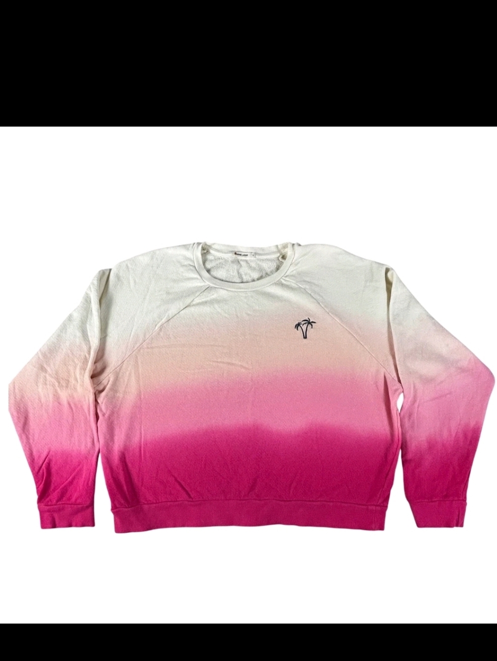 Marine Layer Pink and White Ombre Oversized Cropped Crewneck